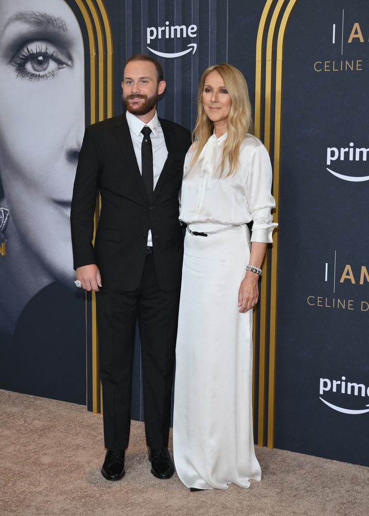 Celine Dion and her son Rene-Charles Angeli at the New York premiere of "I Am: Celine Dion."