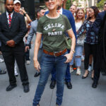 Celine Dion was all smiles as she was greeted by a crowd of fans in New York City