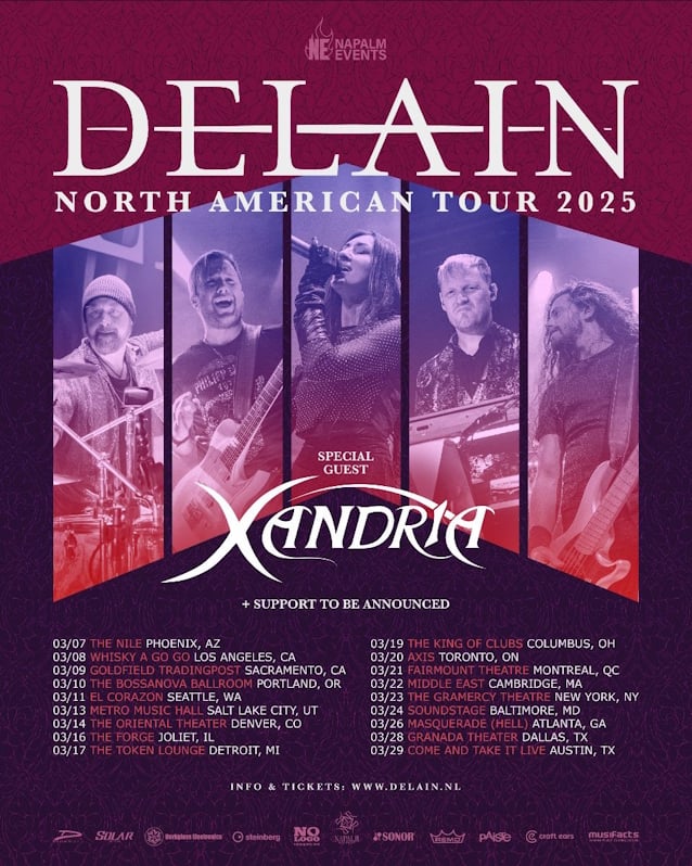DELAIN Announces 2025 North American Tour With XANDRIA