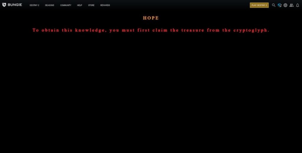 a screenshot of the hope message on bungie's site for destiny 2