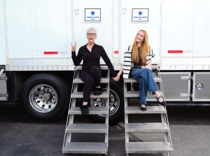 Jamie Lee Curtis and Lindsay Lohan on set of the 'Freaky Friday' sequel on Day 1 of production
