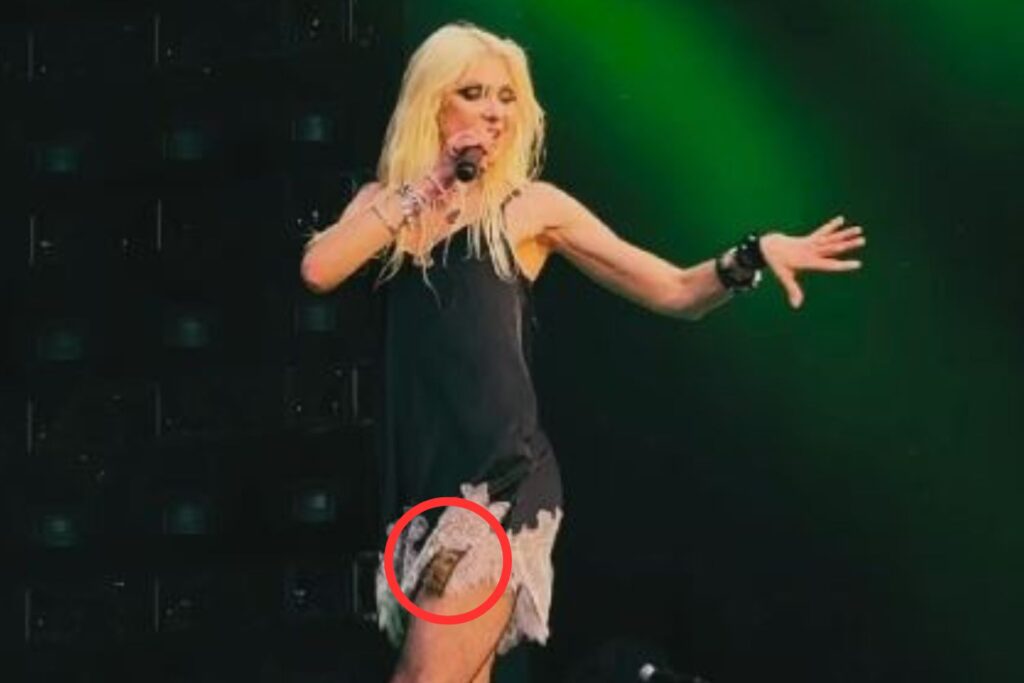 Singer Taylor Momsen didn't realise the bat was on her leg until the audience alerted her