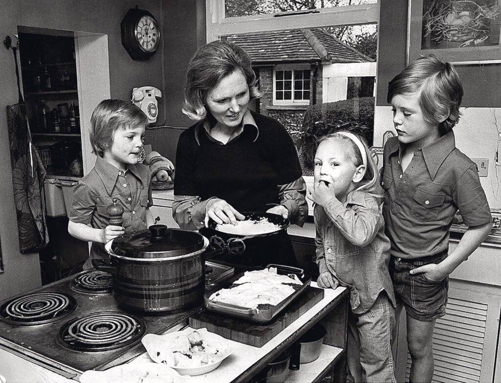 Mary Berry pictured with her children Annabel, Thomas and William
