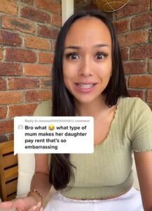 An influencer was met with backlash online after she revealed that she charges her daughter rent