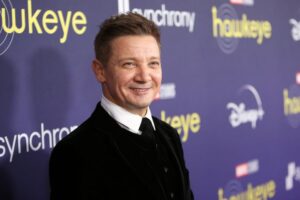 Renner attends the Hawkeye Los Angeles launch event at El Capitan Theatre in Hollywood, California, on Nov. 17, 2021.