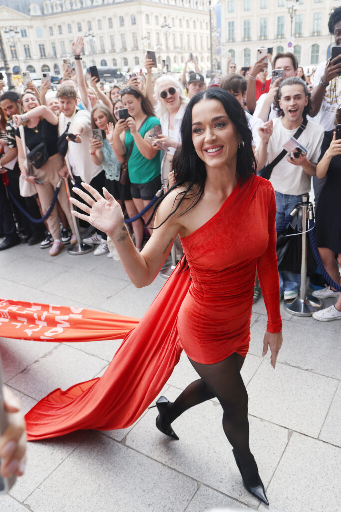 Katy Perry stepped out wearing a dress with a 200-yard train