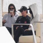 Kris Jenner was seen rocking a casual look while on a boat with her daughters Kylie and Kendall in Spain