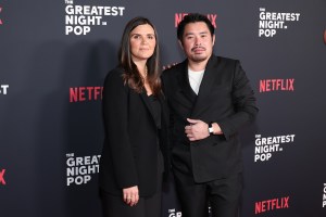 Producer Julia Nottingham and director Bao Nguyen attend the premiere of Netflix's "The Greatest Night in Pop" at Egyptian Theatre 6712 Hollywood Blvd, Los Angeles, CA  90028, United States on January 29, 2024 in Los Angeles, California.