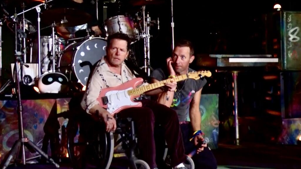 Michael J. Fox Plays Guitar with Coldplay at Glastonbury 2024