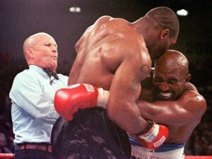 Mike Tyson infamously bit Evander Holyfield's ear in 1997