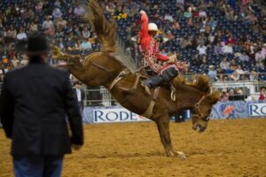 Spencer Wright, ranked 35th in the world in 2023, became a rodeo world champion in 2014.
