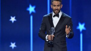 Ryan Reynolds accepting an award