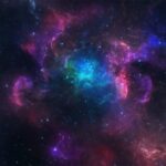 Blue and pink nebula in space