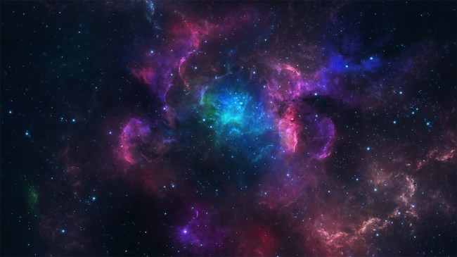 Blue and pink nebula in space