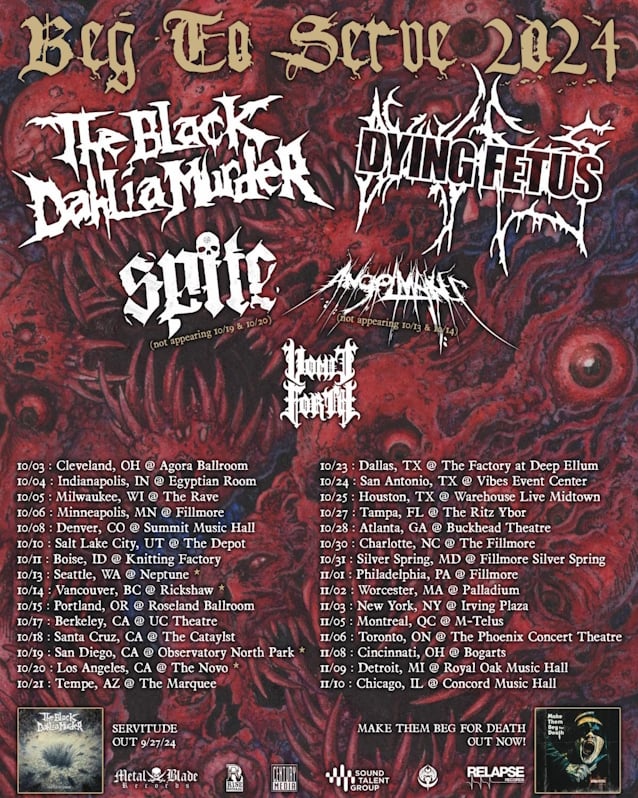 THE BLACK DAHLIA MURDER Announces Fall 2024 Tour With DYING FETUS, BLABBERMOUTH.NET Presale
