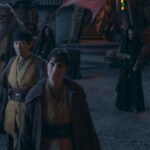 A group of Jedi standing and looking at someone in a still from The Acolyte