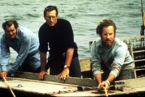 L-R Robert Shaw, Roy Scheider, Richard Dreyfuss in 'Jaws'