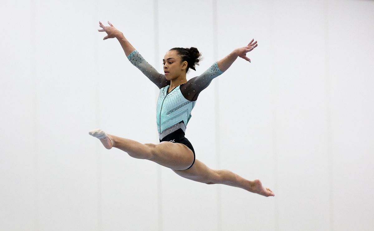 Hezly Rivera competes in the Beam during the Senior Women competition of the 2024 USA Gymnastics Winter Cup