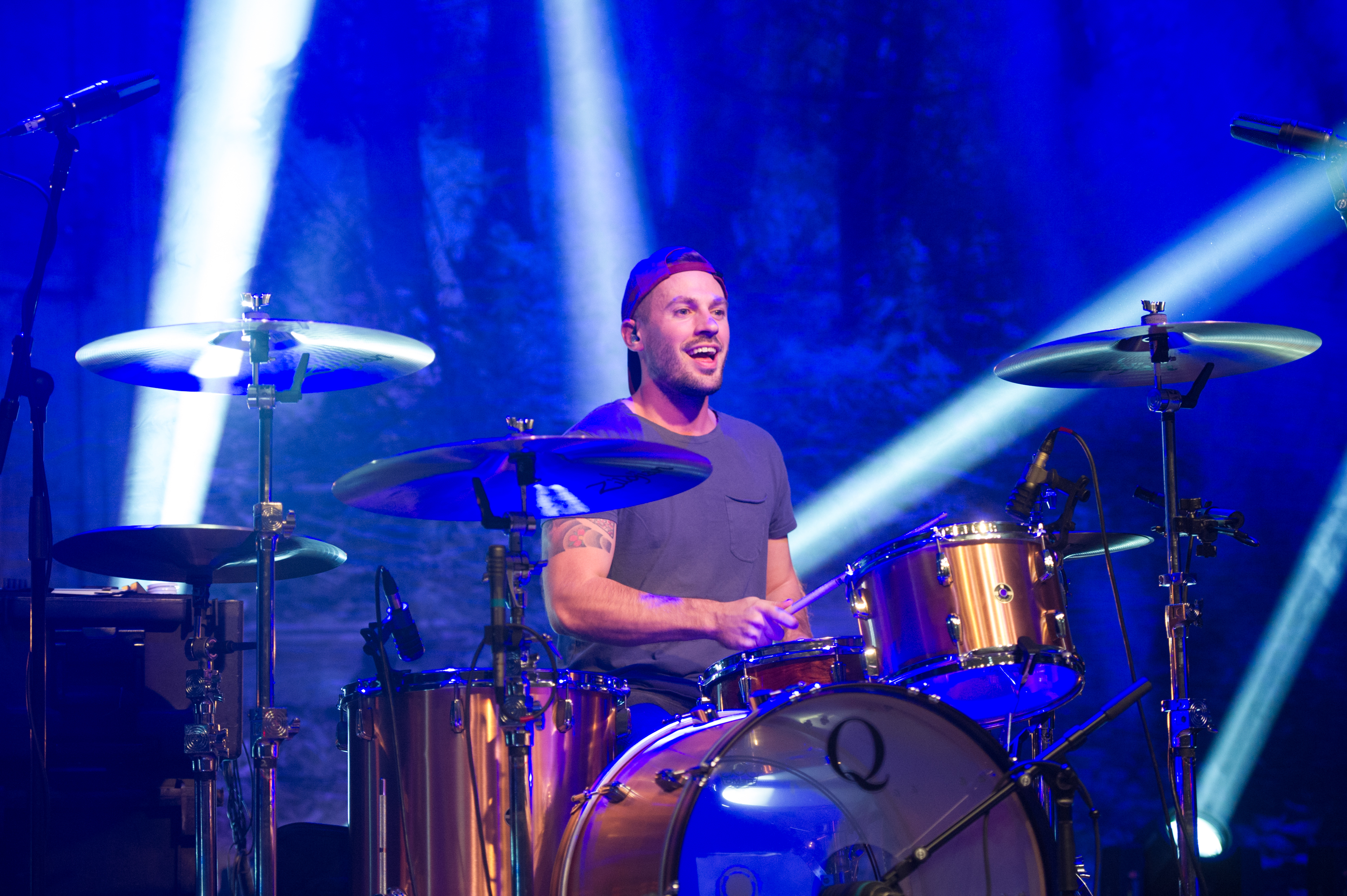 Adam Pitts performs onstage with Lawson at the O2 Shepherd’s Bush Empire on October 23, 2018, in London, England