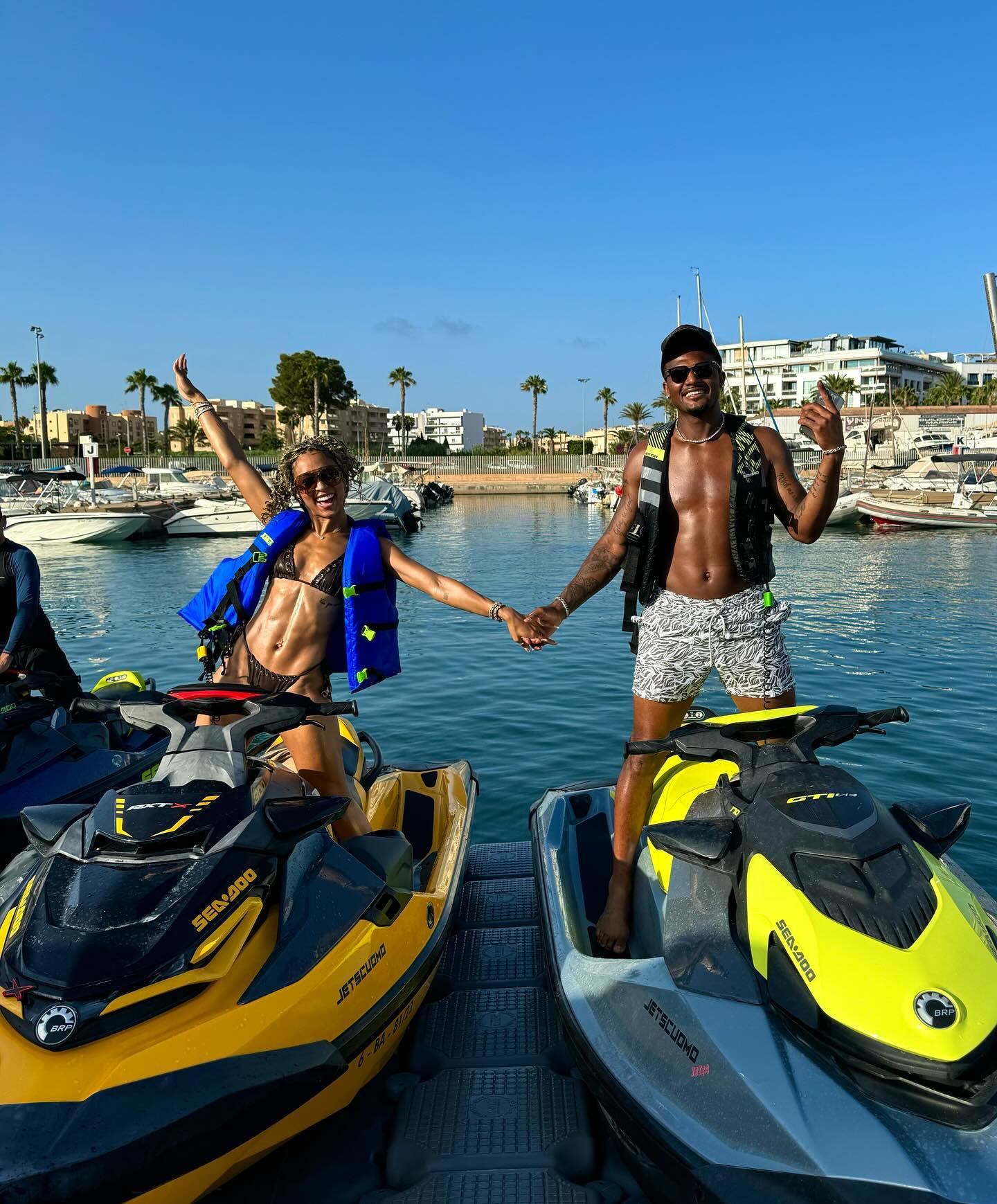 They also did some jet skiing in the Mediterranean Sea