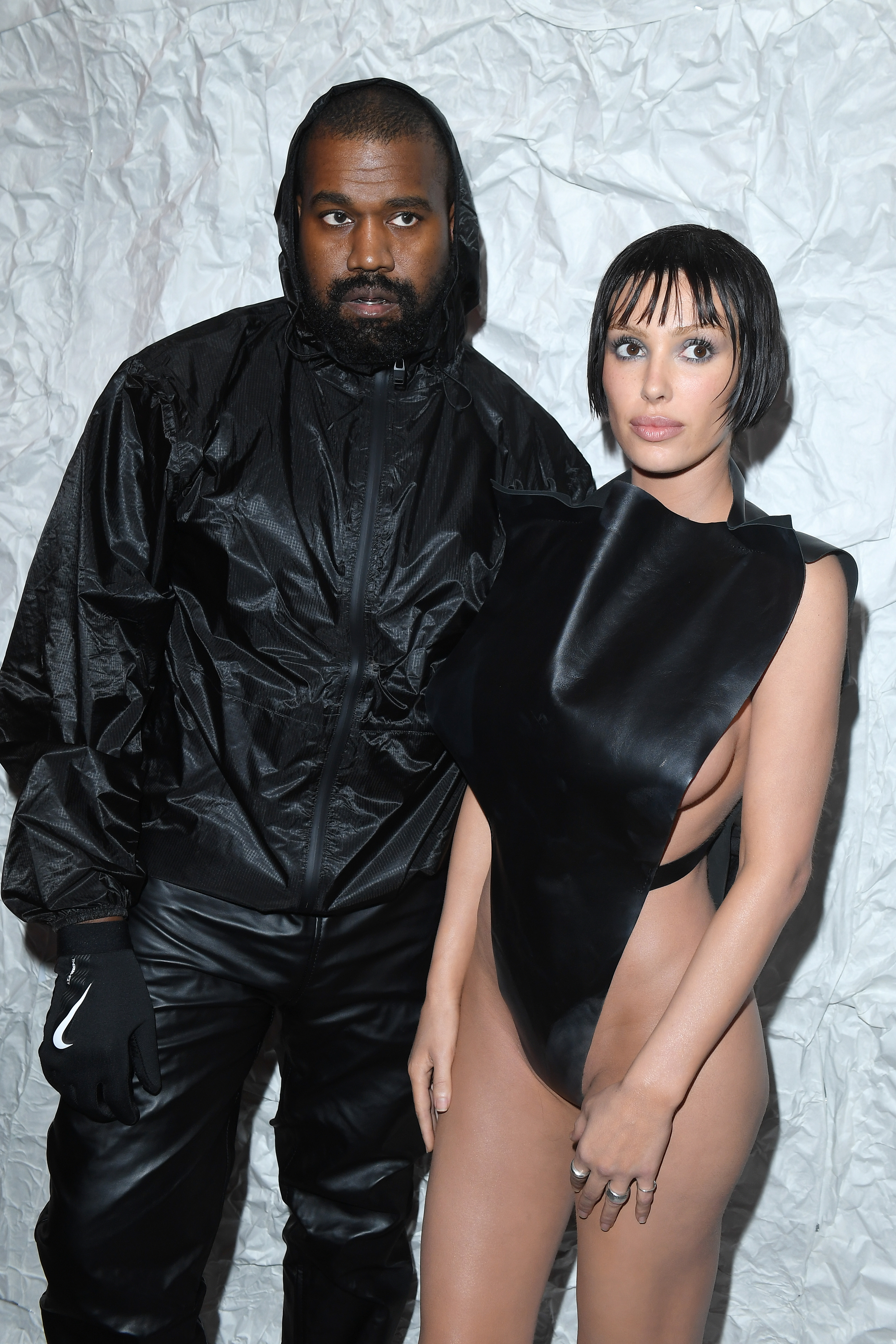 Kanye West and Bianca Censori at the Marni Fall/Winter 2024 Fashion Show during the Milan Fashion Week