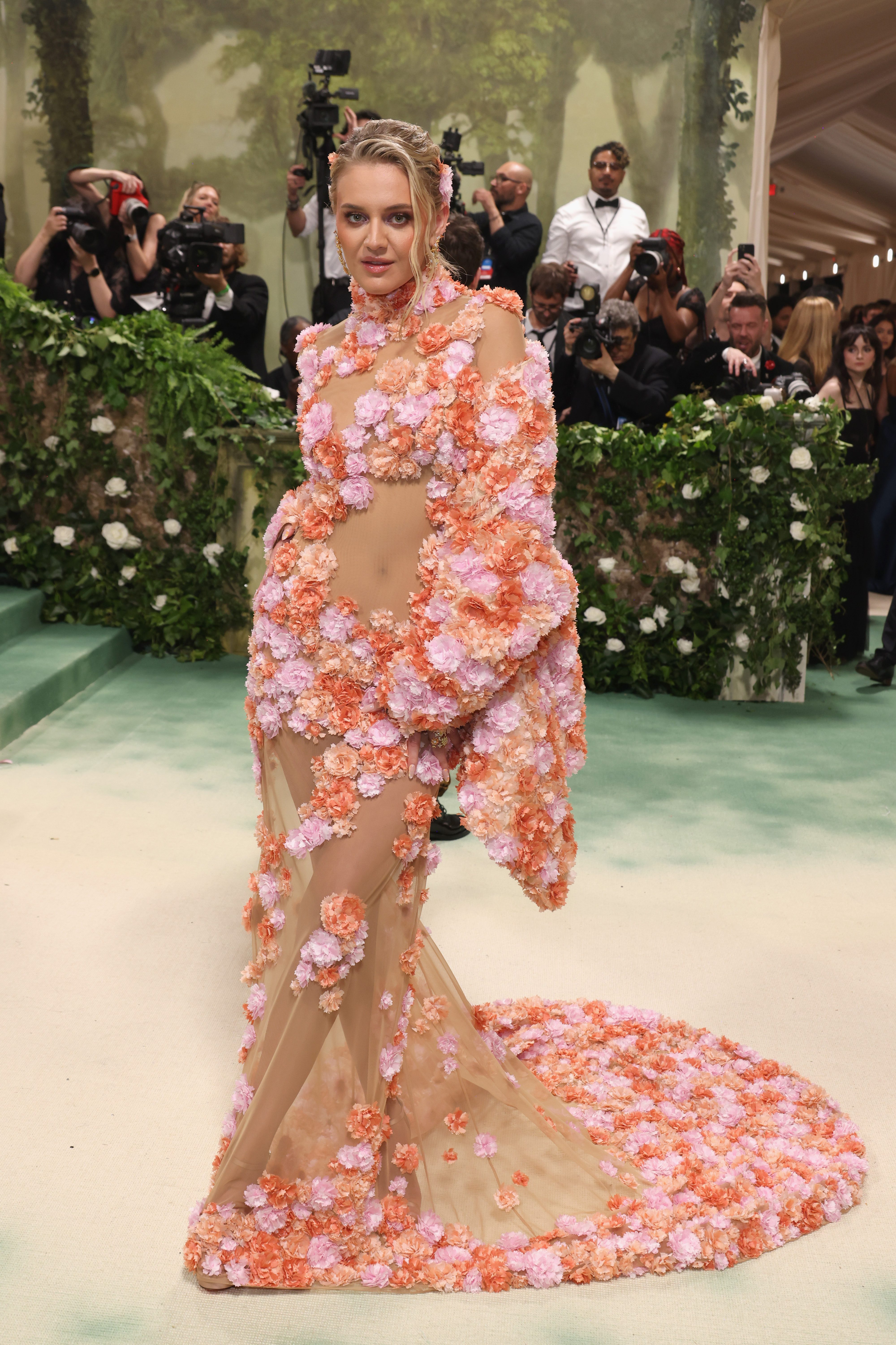 Kelsea Ballerini in flower-covered mesh dress for The 2024 Met Gala