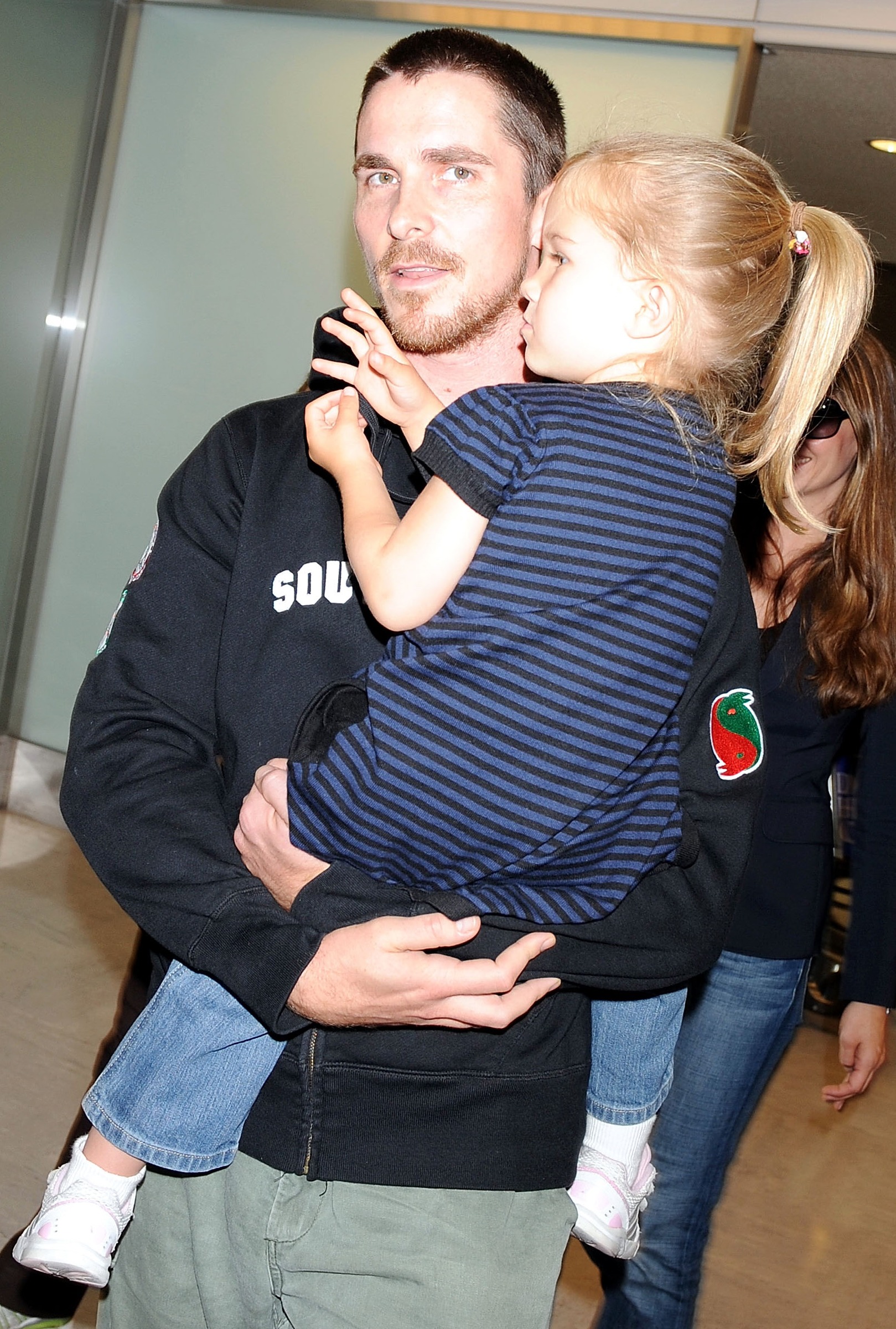 Actor Christian Bale with daughter Emmeline as a child, in 2008