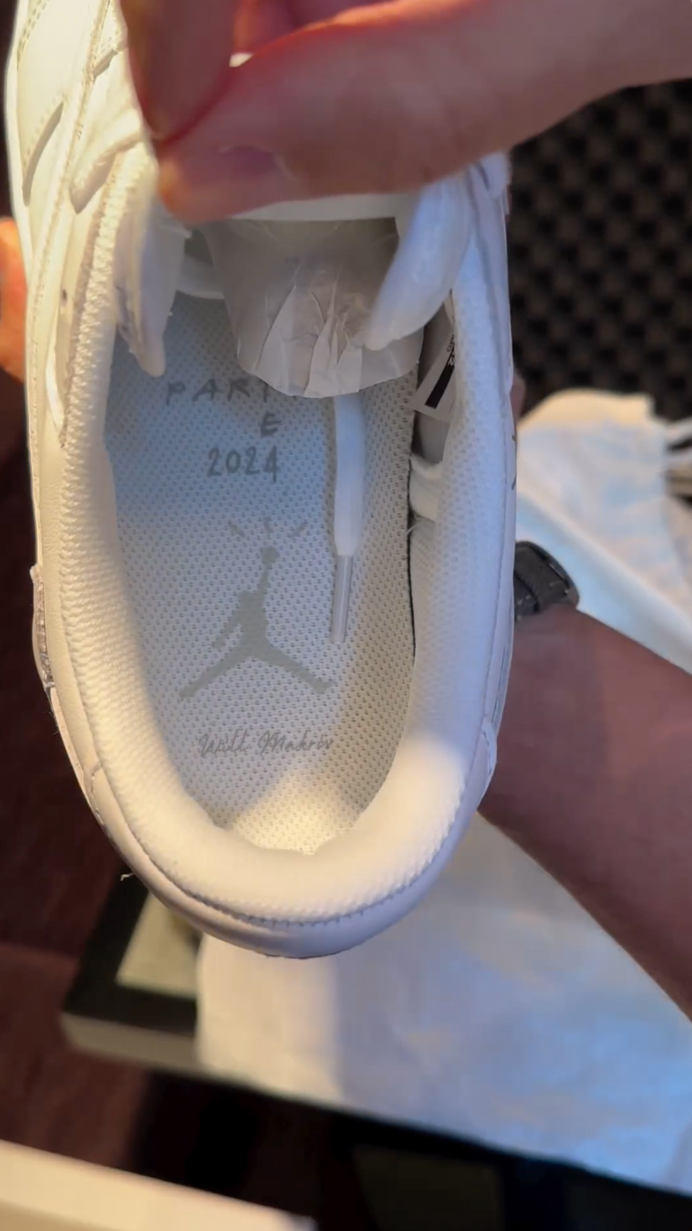 Each shoe had custom logos and writing for every guest