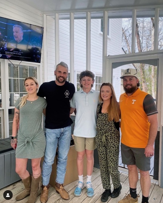 Ryan Edwards (second from left) reunited with Bentley and Maci on Easter