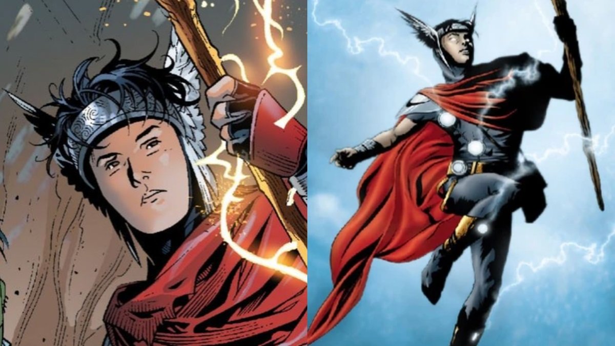 The Young Avenger Wiccan (Billy Kaplan) when he went by the codename Asgardian. 