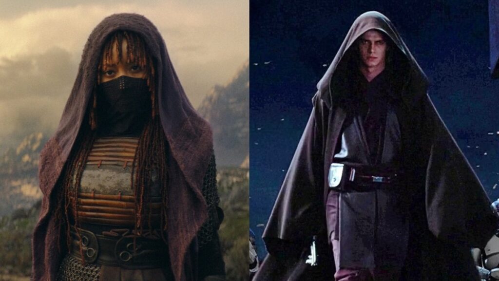 Mae in The Acolyte (L) and Anakin Skywalker (R)