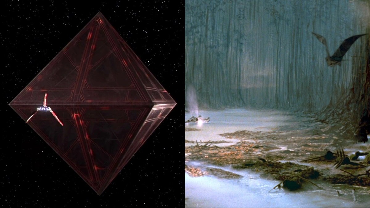 The worlds of Mortis and Dagobah in Star Wars. 