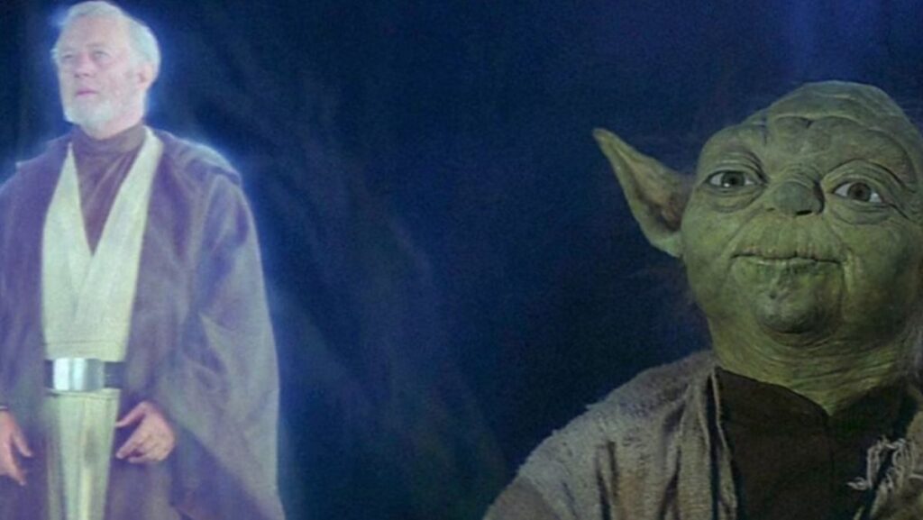Obi-Wan Kenobi (Alec Guiness) and Yoda in The Empire Strikes Back.