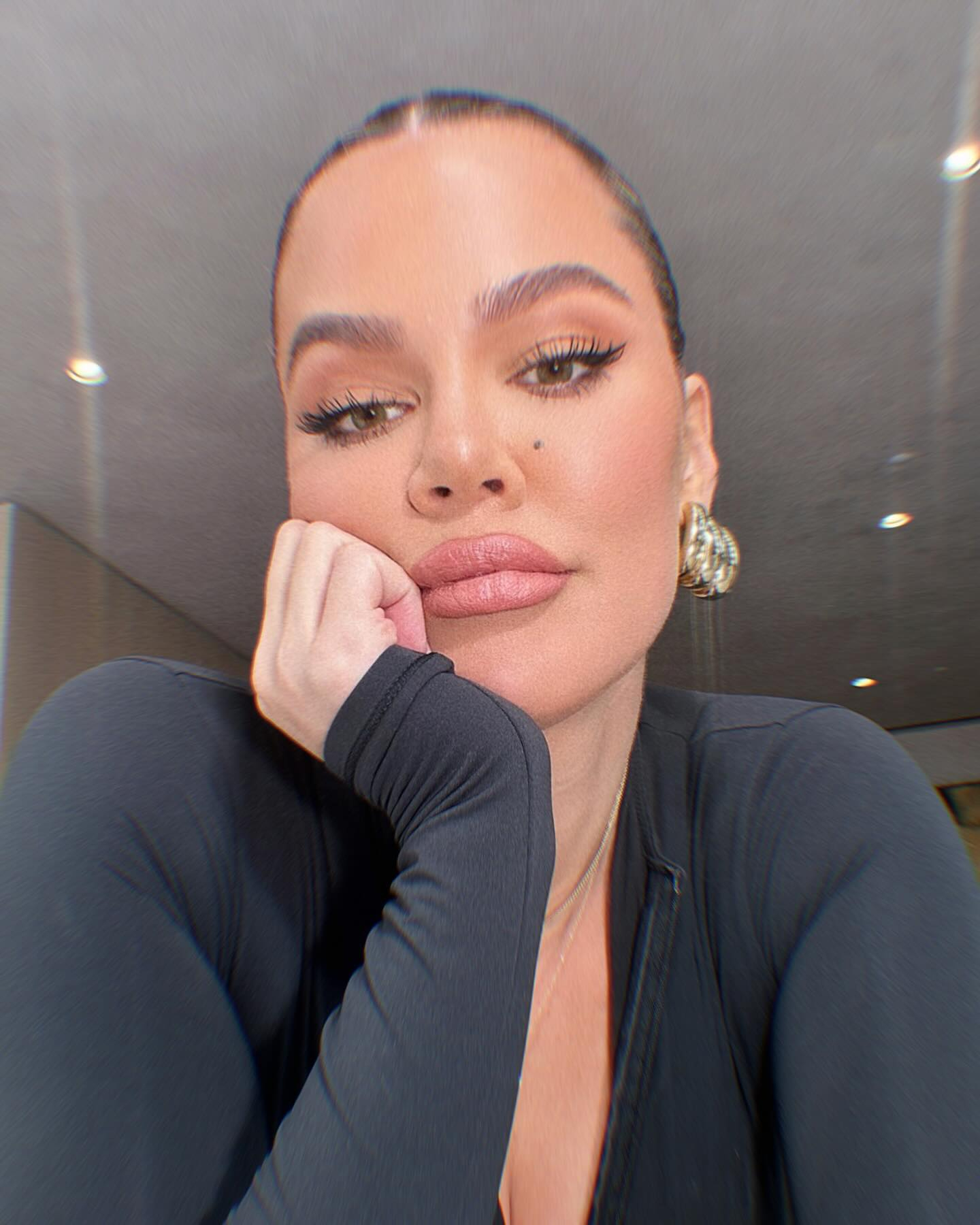 Khloe Kardashian showing off her pout for a selfie shared on Instagram