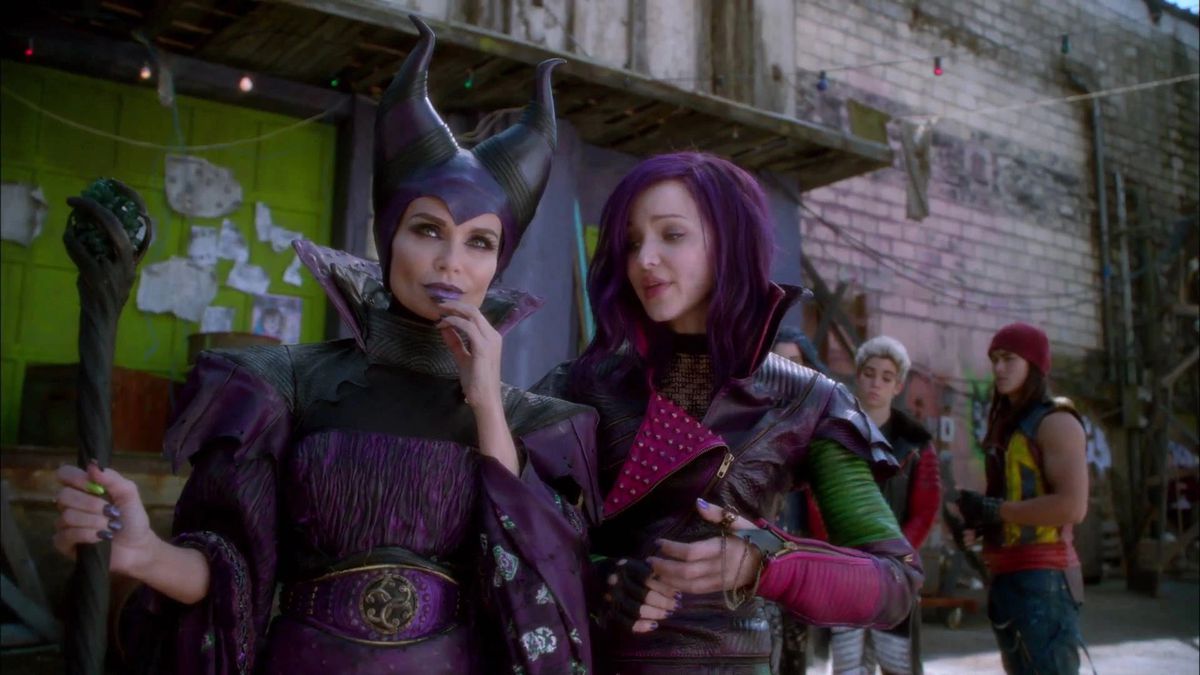 Kristin Chenoweth as Maleficent, scheming with her daughter Mal