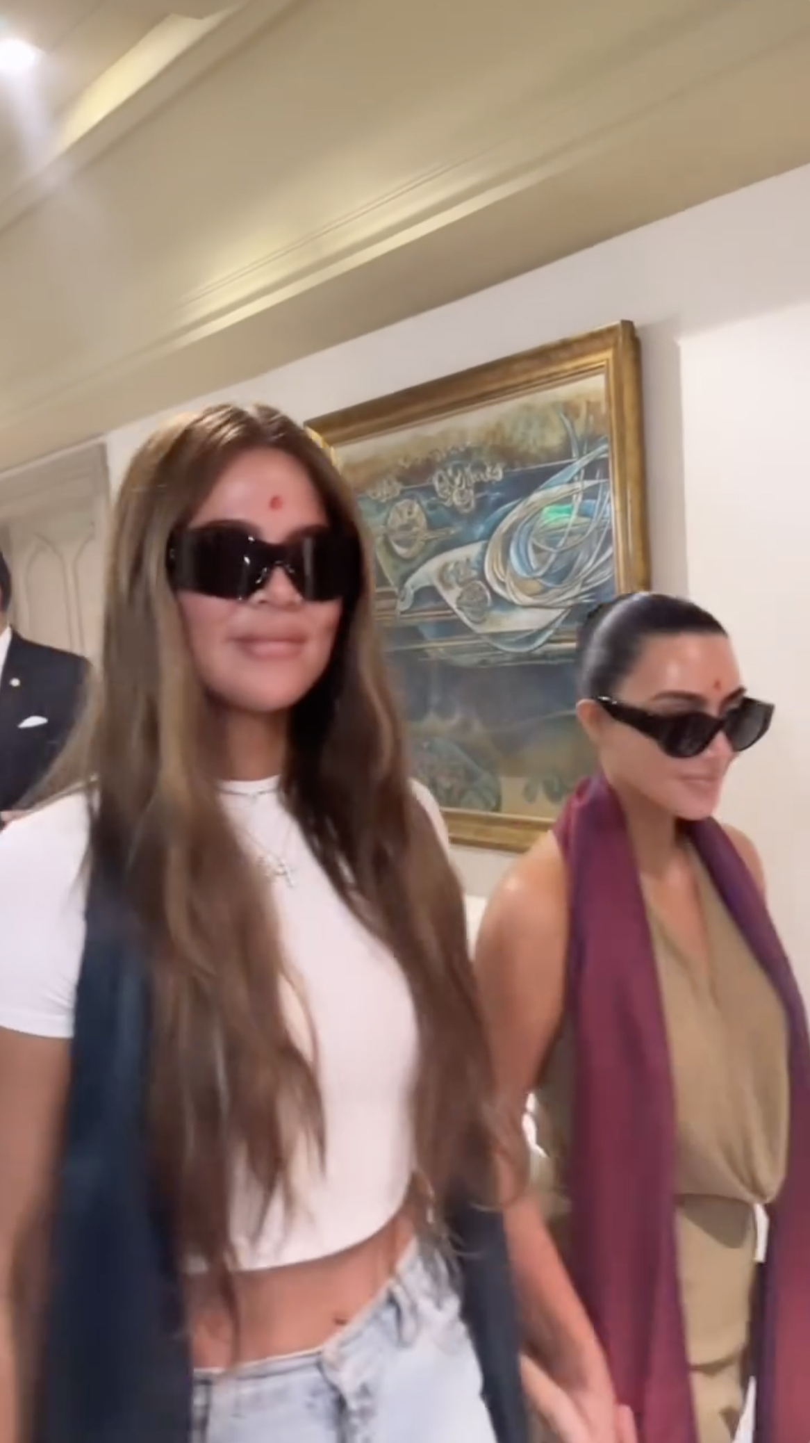 Upon arrival, Kim Kardashian received backlash for wearing sunglasses when she received a traditional welcoming