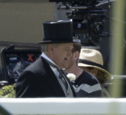 Hugh Bonnevile was spotted having a flutter wearing traditional top hat and tails
