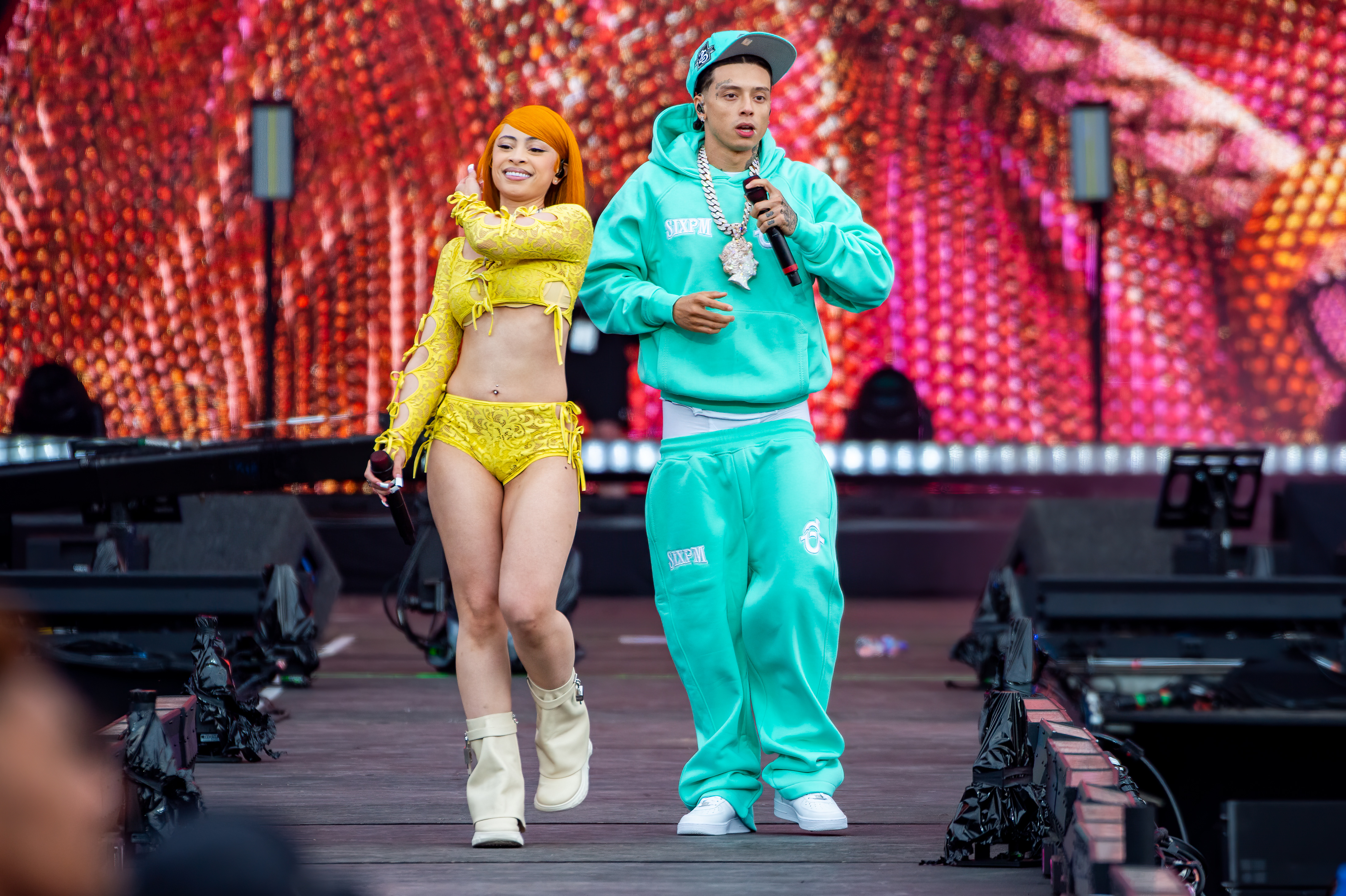 Ice Spice and Central Cee perform during day one of Wireless Festival 2024 at Finsbury Park on July 12