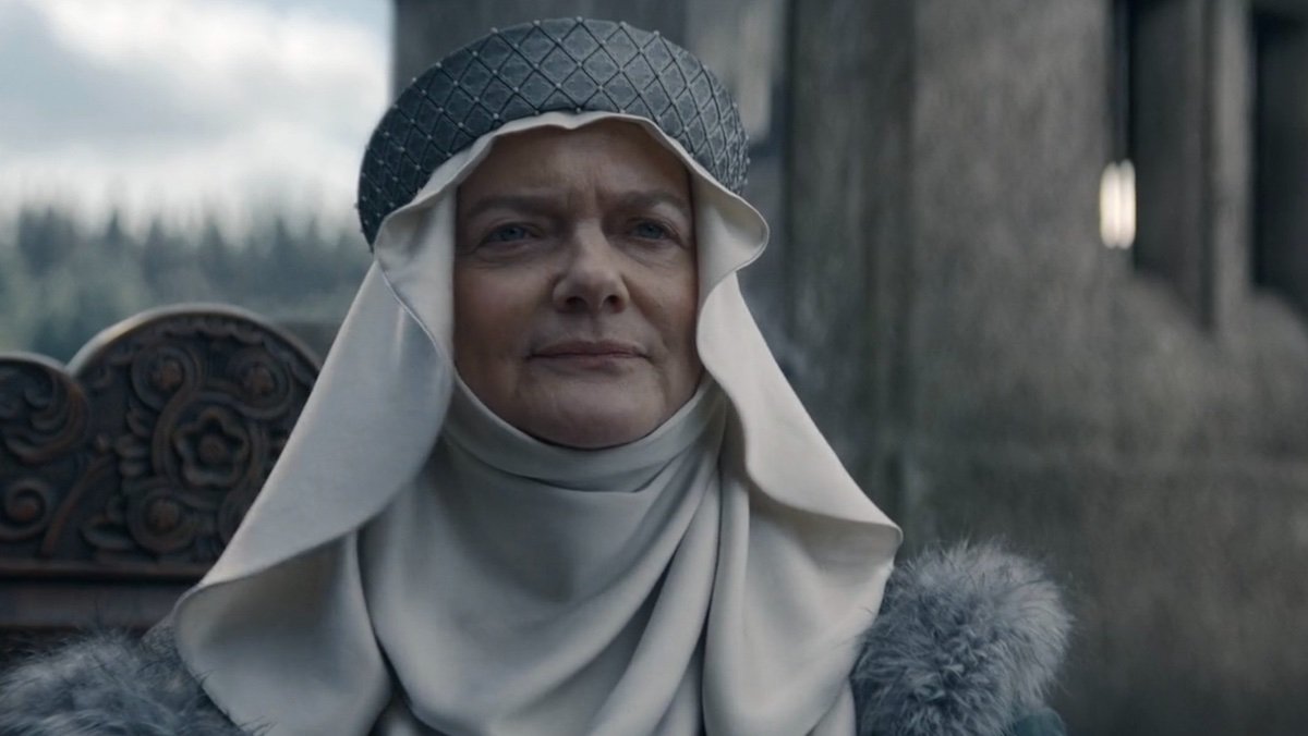 Lady Frey in a headdress on House of the Dragon
