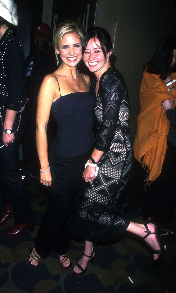 Gellar and Doherty partying together in 1999.