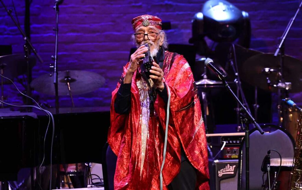 Marshall Allen performs at the 2024 A Great Night In Harlem Gala at The Apollo Theater in New York City in March 2024