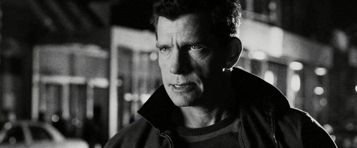 A black and white flashback of Flint Marko (Thomas Hayden Church) before he murders Peter Parker’s uncle Ben in Spider-Man 3