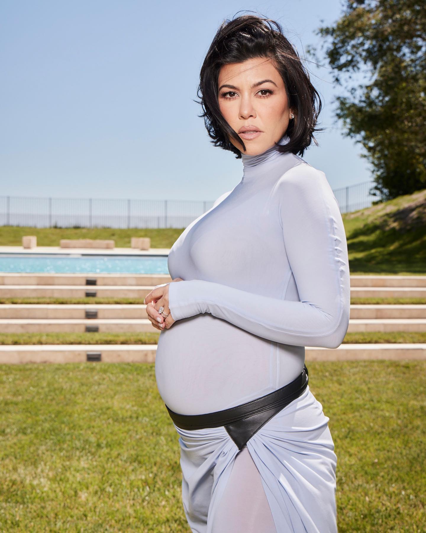 Kourtney pictured last year during her pregnancy