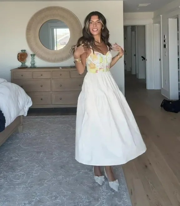 Fashion fan Katie styled her corset-style frock with white slingback heels, and many claimed it would be 'inappropriate' and 'disrespectful' for a nuptials