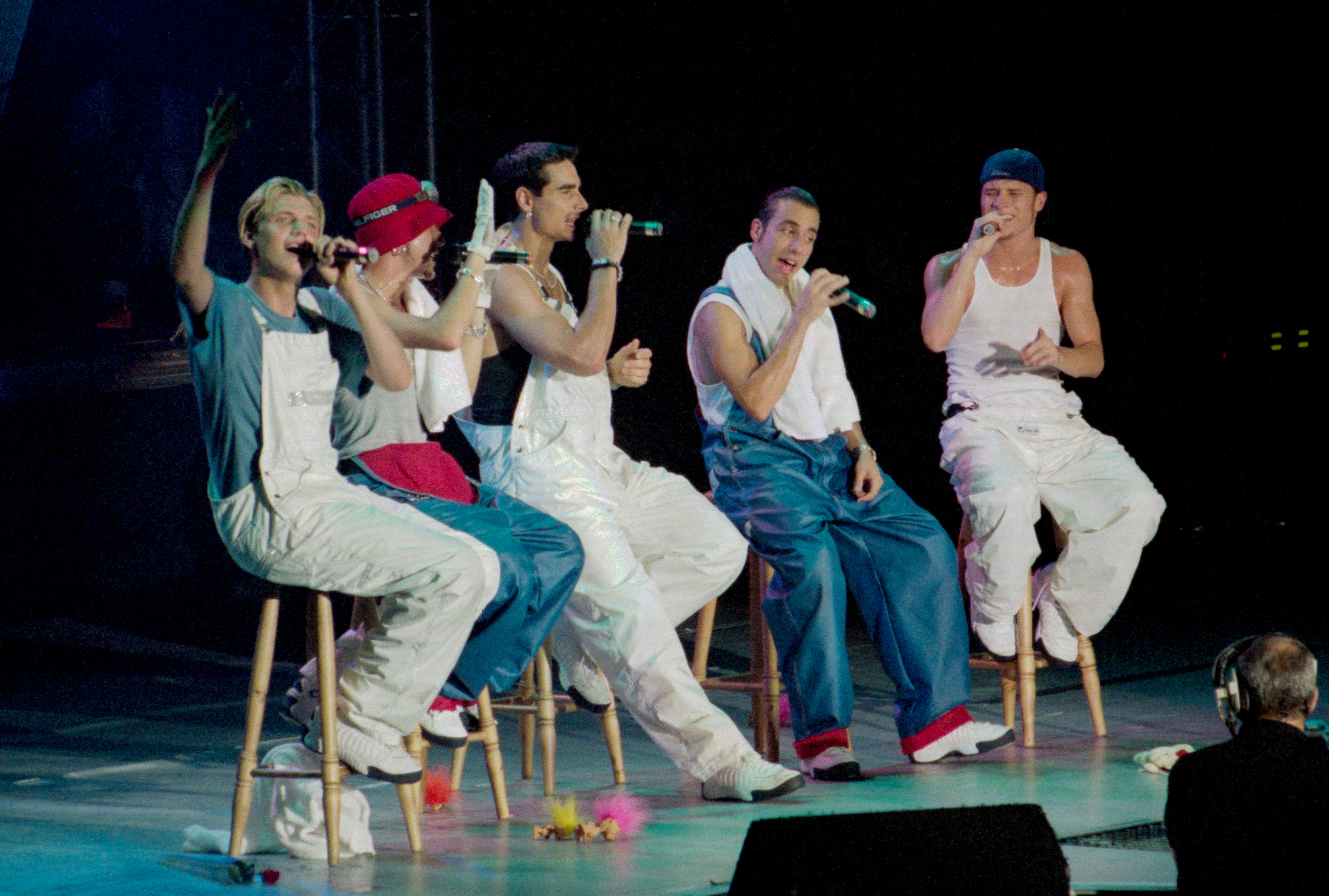 The Backstreet Boys performing in London, England in June 1997