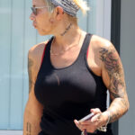 Kim Mathers was seen out running errands with a mark on her face