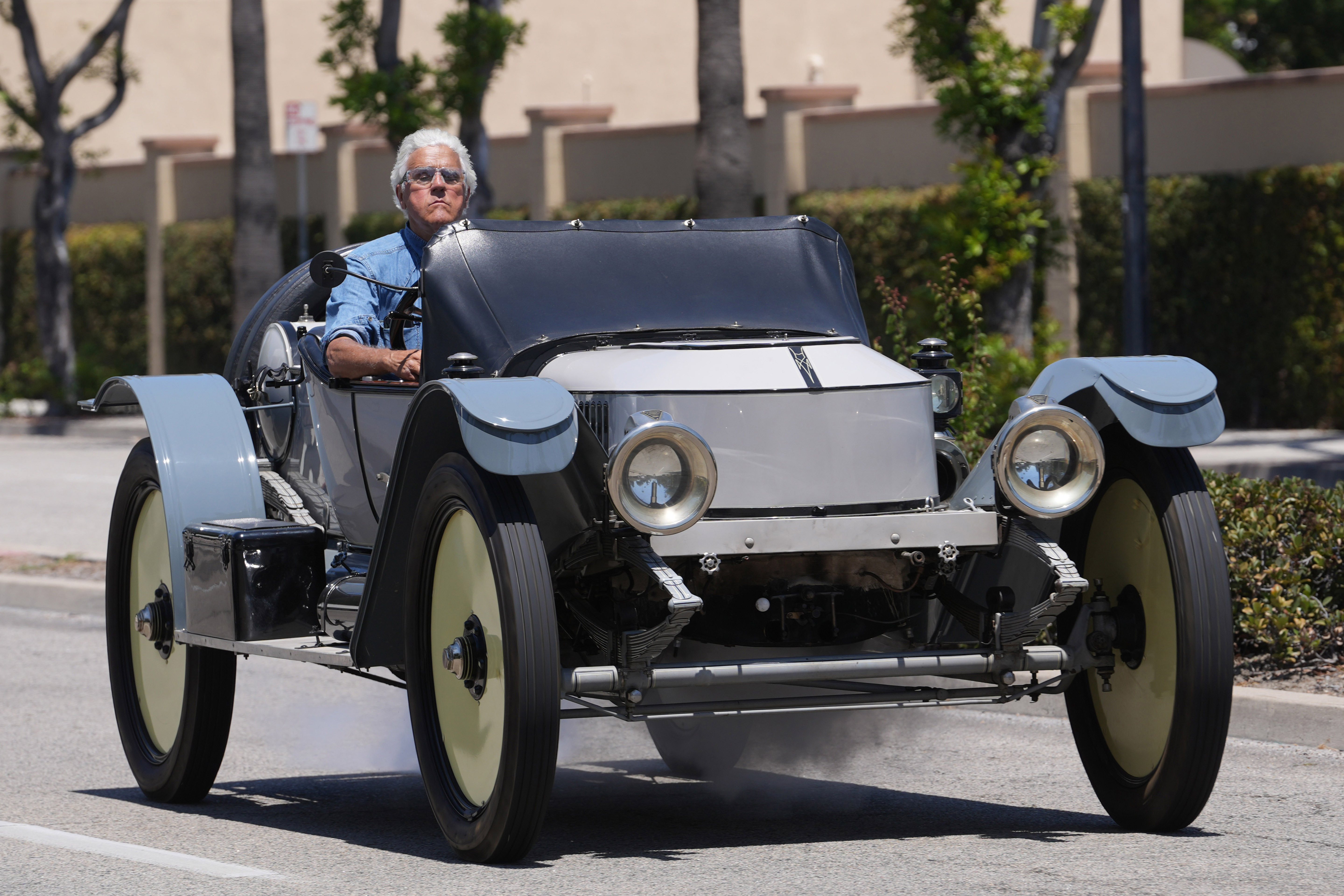 Jay Leno's Stanley Roadster, seen above, is part of a 180+ car collection valued at about $50million