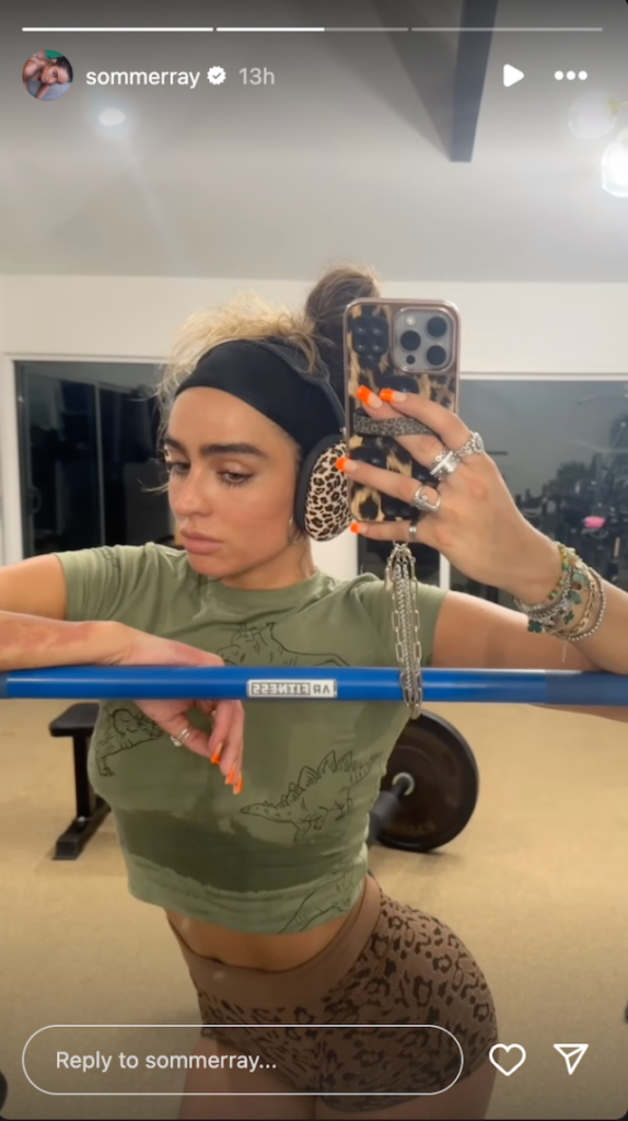 Influencer Sommer Ray in Two-Piece Workout Gear Shares a Special Selfie