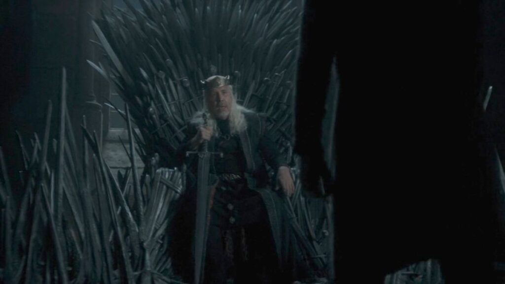 Viserys House of the Dragon cameo with him sitting on the iron throne