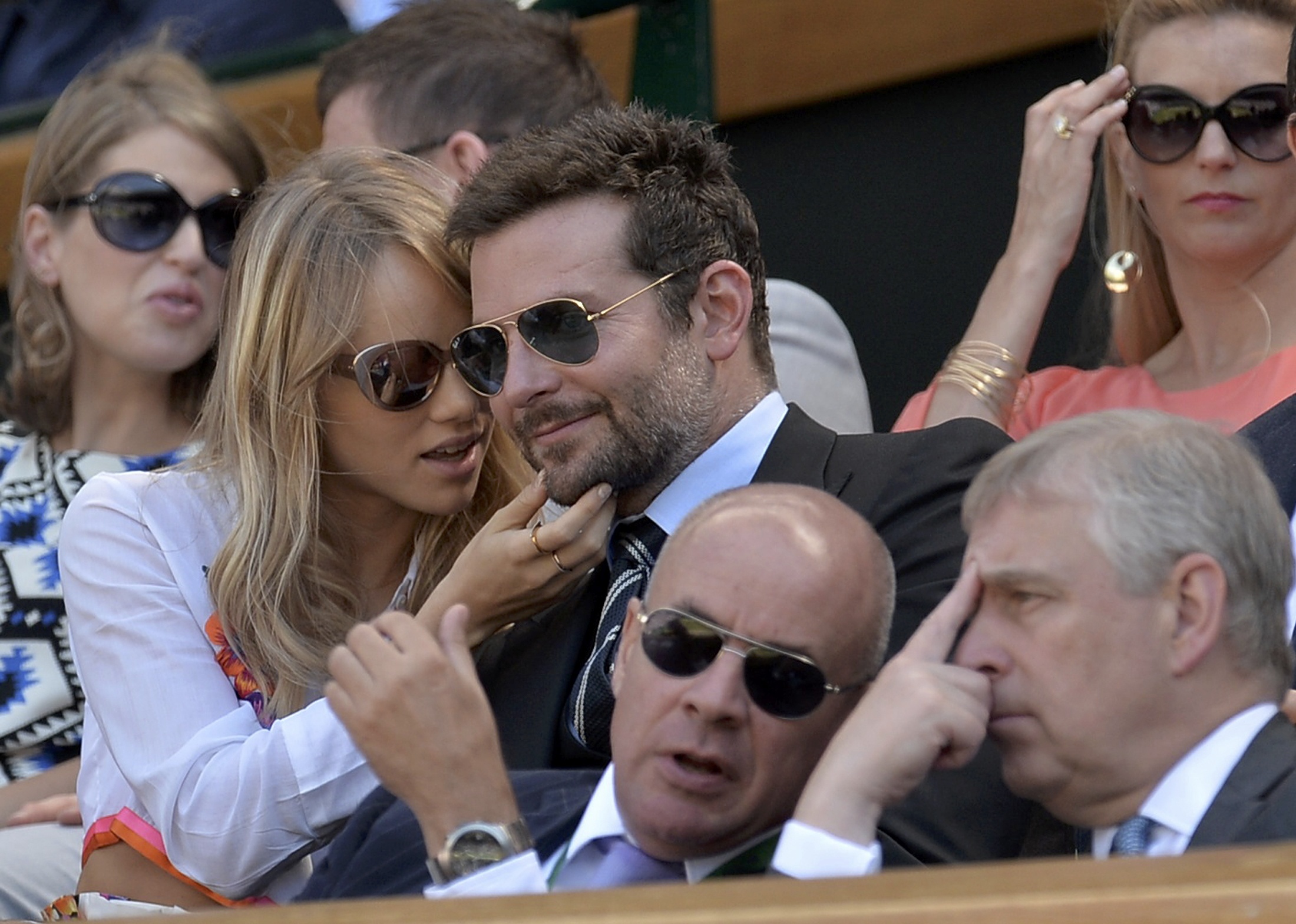 Bradley Cooper and Suki Waterhouse at the Wimbledon Tennis Championships in 2014